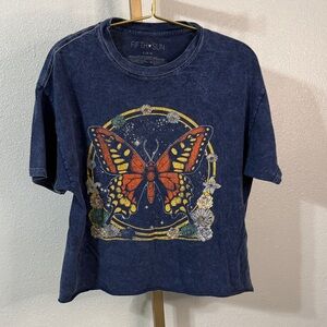 Fifth Sun- 100% cotton Navy Butterfly Graphic Tee- large
